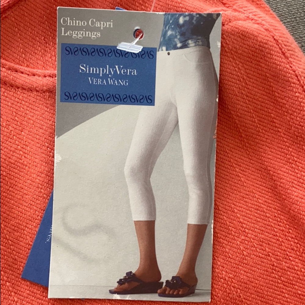 Coral pink chino capri leggings